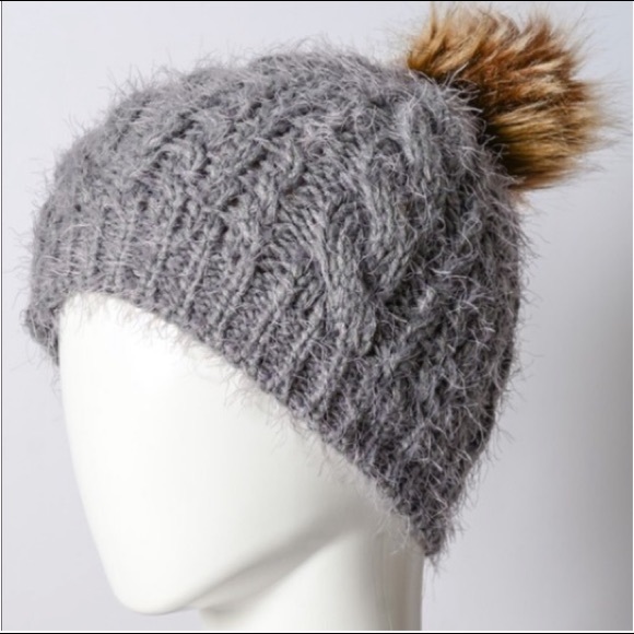 Fuzzy Beanies w/ Faux fur Pom Pom - Picture 4 of 5
